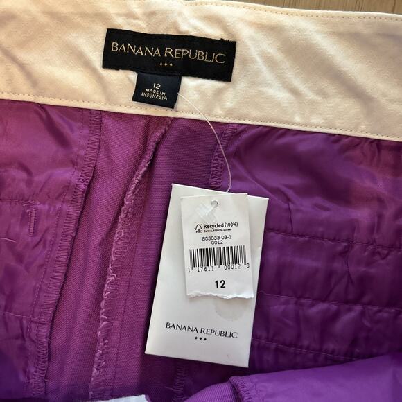 NWT Banana Republic Purple Ryan Fit Shorts 3” Inseam Women’s Sz 12 Button Accent - Picture 6 of 8